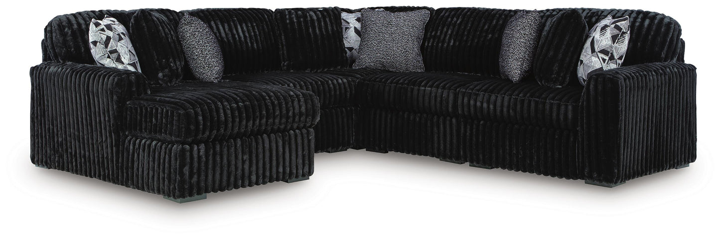 The Furniture Outlets - Ashley Furniture - Midnight-Madness Sectional - RAF 5-Piece Sectional with Chaise / Onyx - 98103S21