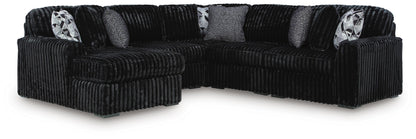 The Furniture Outlets - Ashley Furniture - Midnight-Madness Sectional - RAF 5-Piece Sectional with Chaise / Onyx - 98103S21