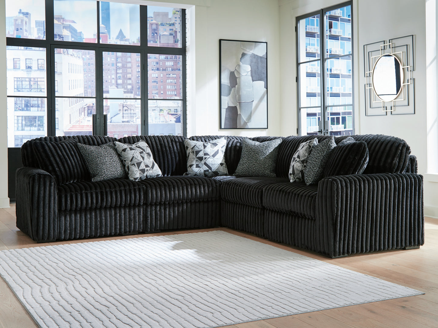 The Furniture Outlets - Ashley Furniture - Midnight-Madness Sectional - RAF 5-Piece Sectional / Onyx - 98103S26