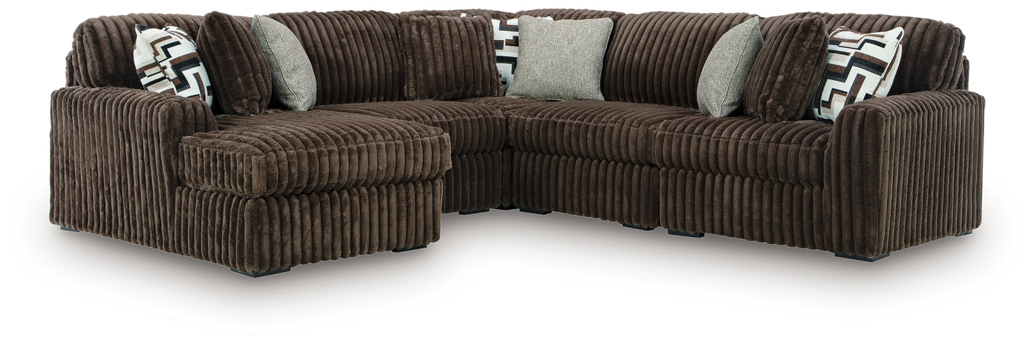 The Furniture Outlets - Ashley Furniture - Midnight-Madness Sectional - RAF 5-Piece Sectional with Chaise / Chocolate - 98104S21