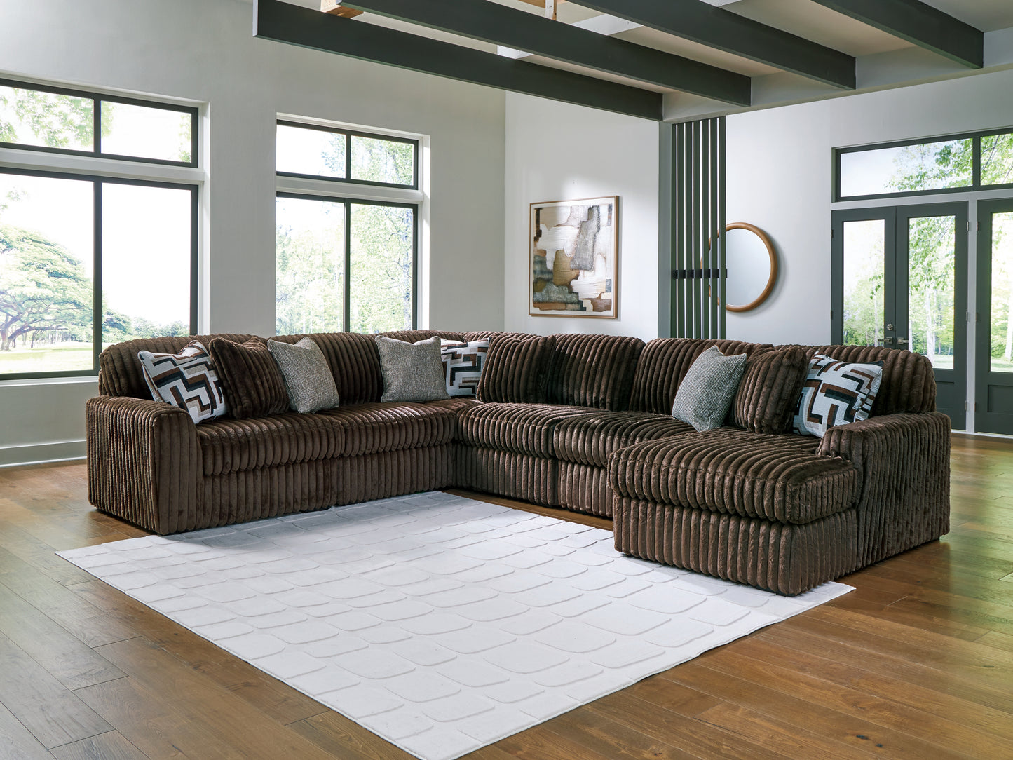 The Furniture Outlets - Ashley Furniture - Midnight-Madness Sectional - RAF 6-Piece Sectional with Chaise / Chocolate - 98104S24