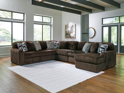 The Furniture Outlets - Ashley Furniture - Midnight-Madness Sectional - RAF 6-Piece Sectional with Chaise / Chocolate - 98104S24