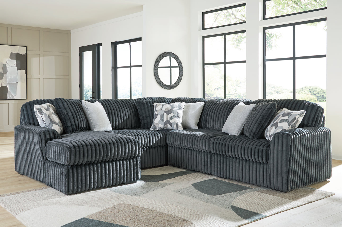 The Furniture Outlets - Ashley Furniture - Midnight-Madness Sectional - RAF 5-Piece Sectional with Chaise / Gunmetal - 98105S22
