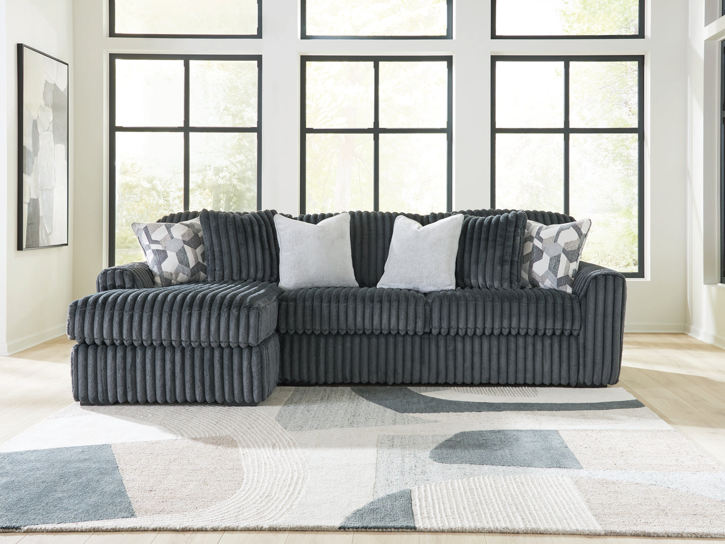 The Furniture Outlets - Ashley Furniture - Midnight-Madness Sectional - RAF 2-Piece Sectional Sofa Chaise / Gunmetal - 98105S4