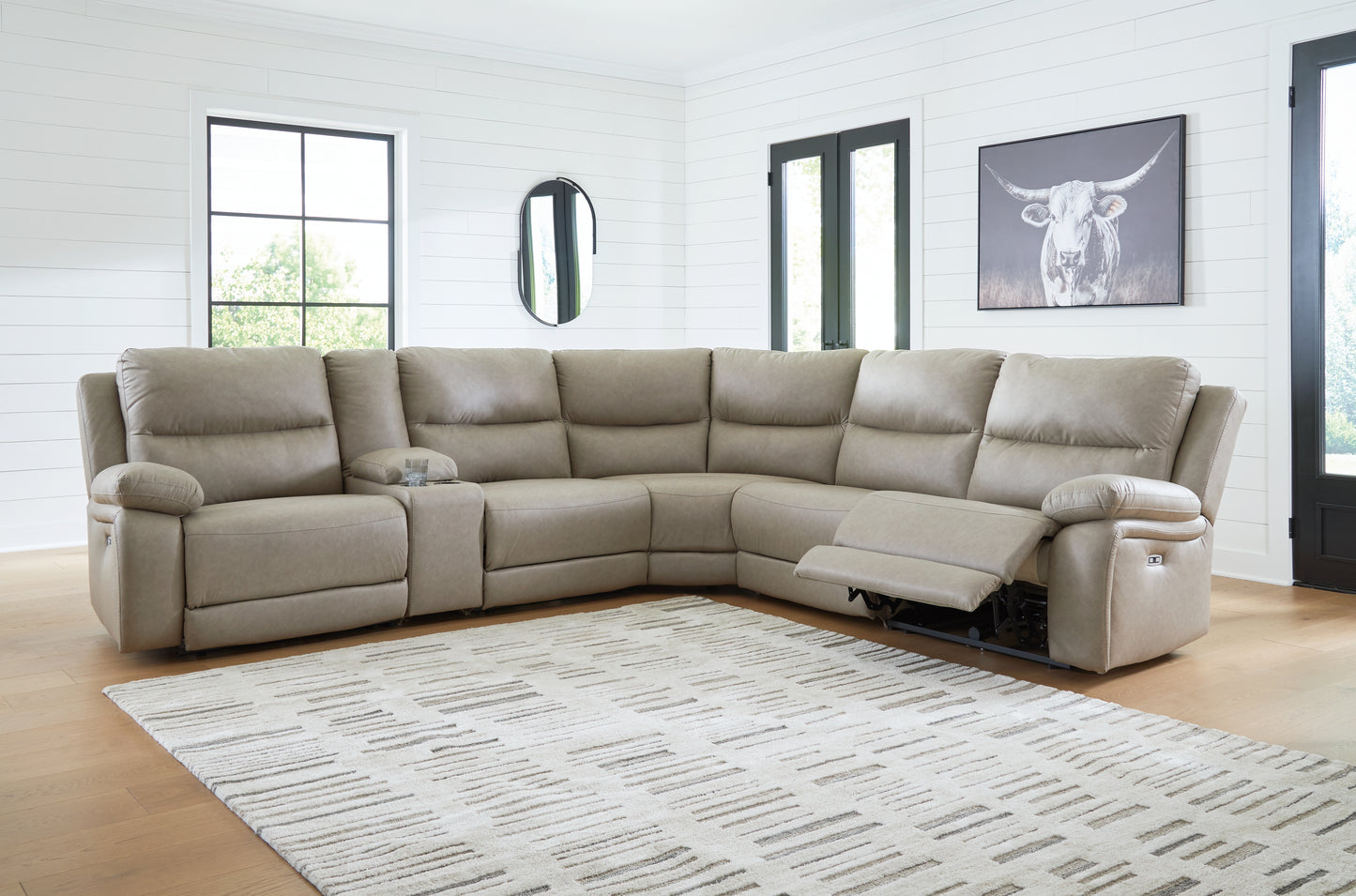 The Furniture Outlets - Ashley Furniture - Narwhal Place Sectional - 6-Piece Power Reclining Sectional / Pebble - PC99201S10