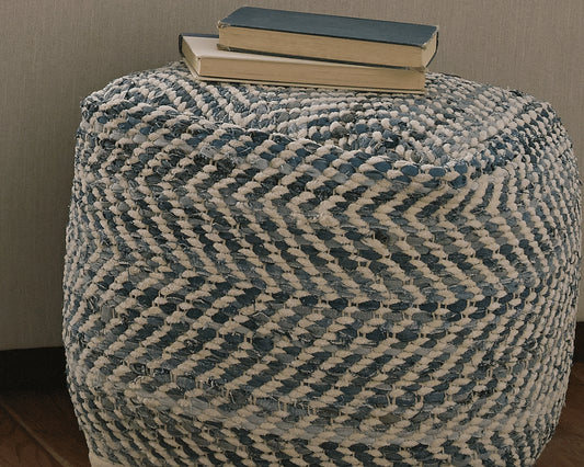 The Furniture Outlets - Ashley Furniture - Chevron Pouf - Pouf / Blue - A1000445