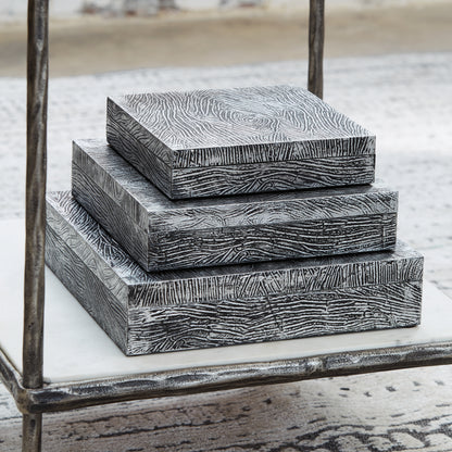 The Furniture Outlets - Ashley Furniture - Keldy Box (Set of 3) - Box Set (3/CN) / Antique Pewter Finish - A2000491
