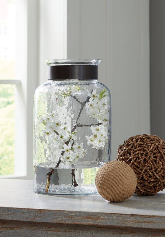 The Furniture Outlets - Ashley Furniture - Lukasvale Vase - Vase / Clear/Pewter Finish - A2000585