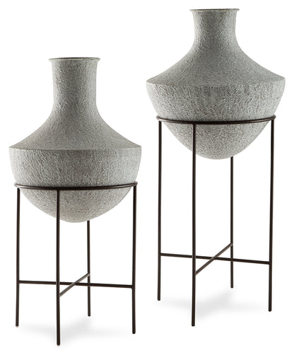 The Furniture Outlets - Ashley Furniture - Estonbank Vase - Vase Set / Distressed Cream - A2000747A1