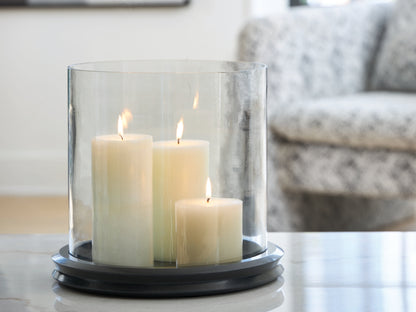 The Furniture Outlets - Ashley Furniture - Saskia Candle Holder - Candle Holder / Clear/Black - A2000846