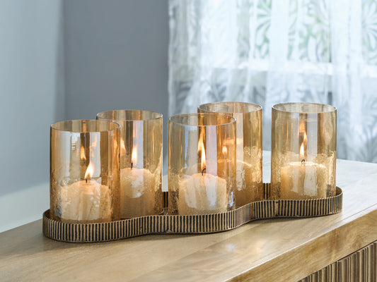 The Furniture Outlets - Ashley Furniture - Evereton Candle Holder - Candle Holder / Antique Gold Finish - A2000856