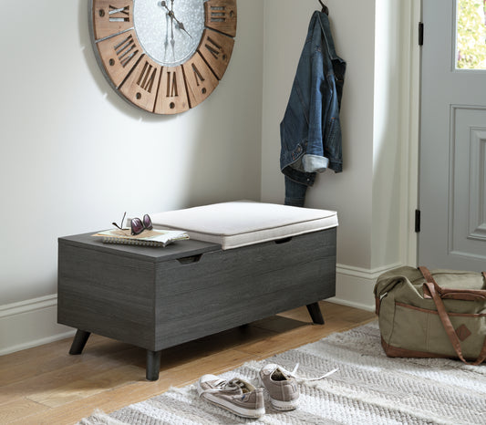 The Furniture Outlets - Ashley Furniture - Yarlow Storage Bench - Storage Bench / Linen/Gray / 39"W x 19"D x 17"H - A3000321