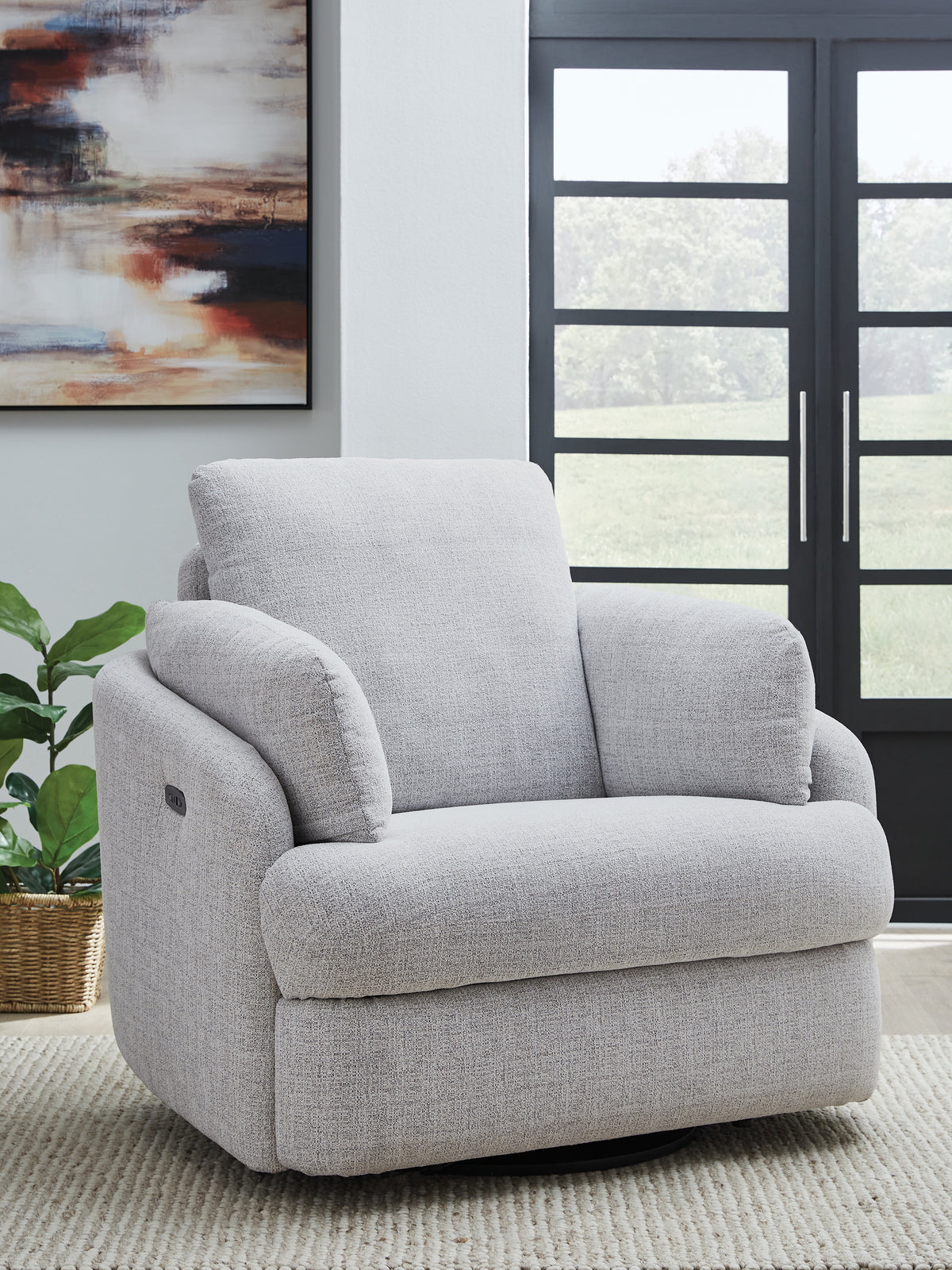 The Furniture Outlets - Ashley Furniture - Alainmont Next-Gen Nuvella Swivel Power Recliner - Swivel Power Recliner / Stone - A3000739