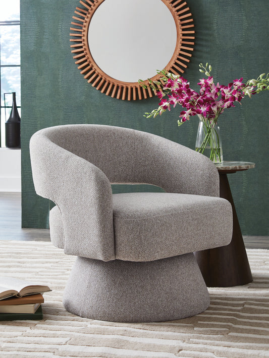 The Furniture Outlets - Ashley Furniture - Nashkins Swivel Accent Chair - Swivel Accent Chair / Pebble - A3000757