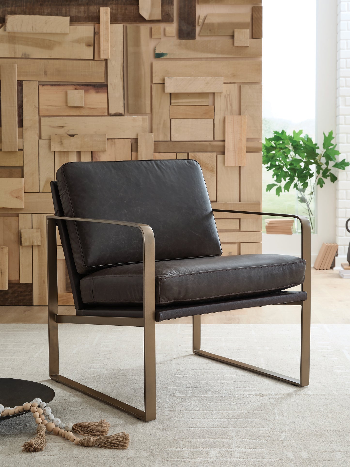 The Furniture Outlets - Ashley Furniture - Bradett Accent Chair - Accent Chair / Dark Brown/Gold Finish - A3000763