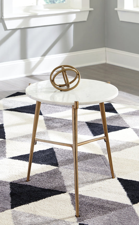 The Furniture Outlets - Ashley Furniture - Chadton Accent Table - Accent Table / White/Gold Finish - A4000004