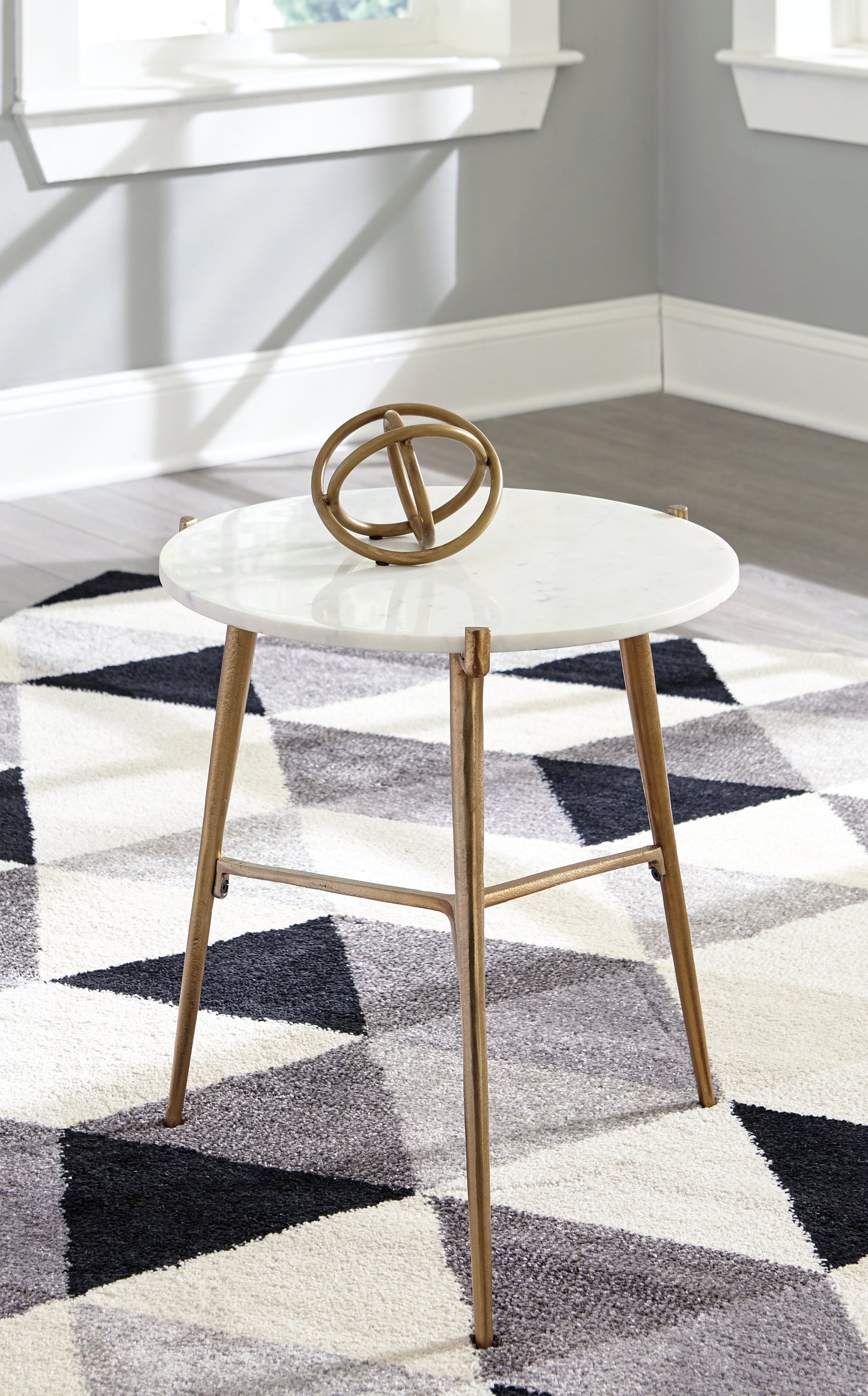 The Furniture Outlets - Ashley Furniture - Chadton Accent Table - Accent Table / White/Gold Finish - A4000004