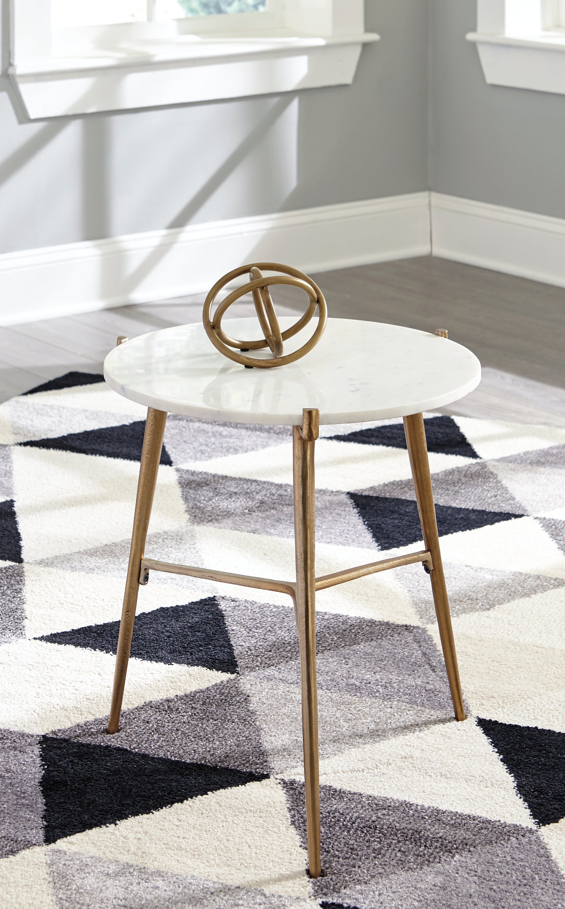 The Furniture Outlets - Ashley Furniture - Chadton Accent Table - Accent Table / White/Gold Finish - A4000004