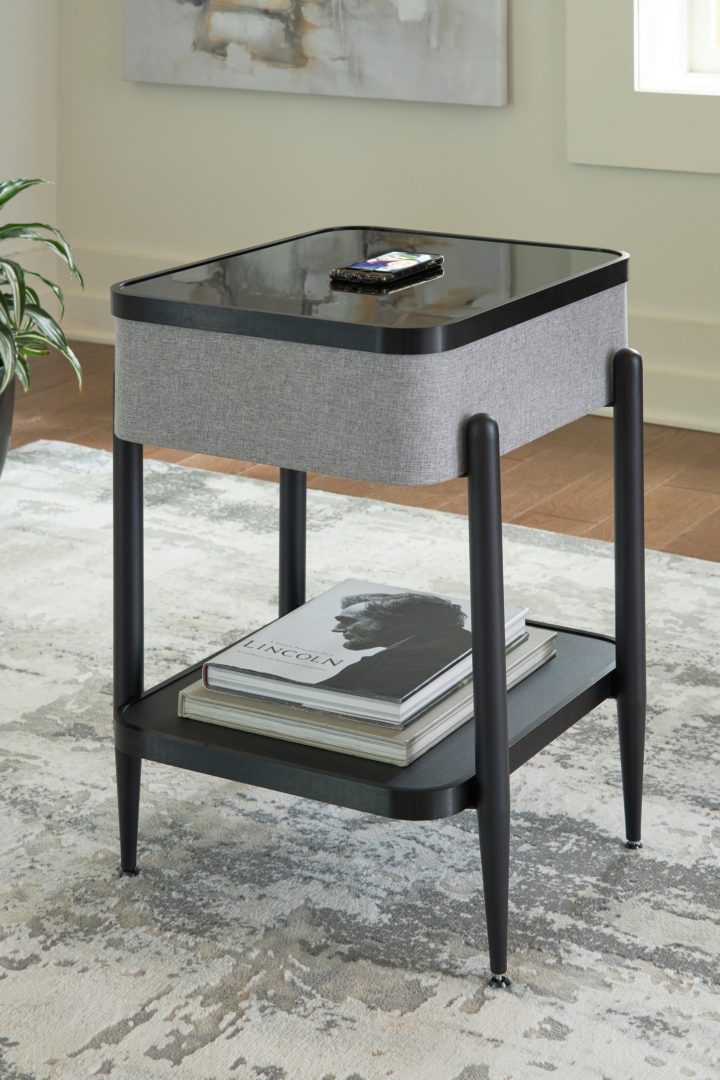 The Furniture Outlets - Ashley Furniture - Jorvalee Accent Table with Speaker - Accent Table with Speaker / Gray/Black - A4000550