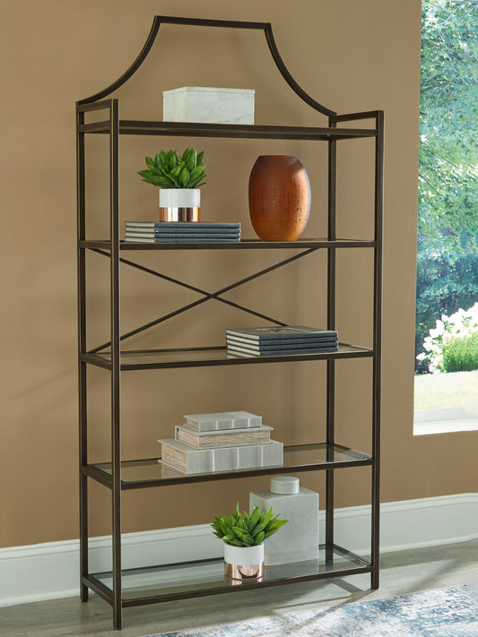 The Furniture Outlets - Ashley Furniture - Bernonly Bookcase - Bookcase / Antique Bronze Finish - A4000556