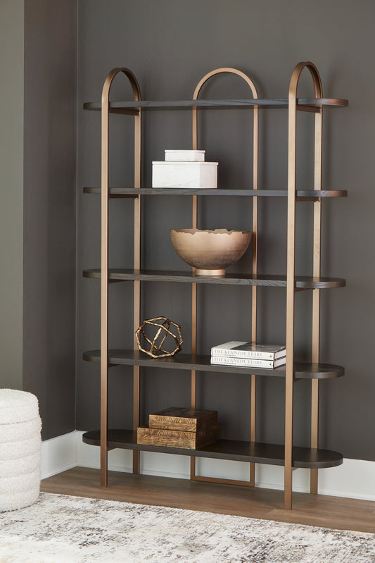 The Furniture Outlets - Ashley Furniture - Brentmour Bookcase - Bookcase / Brown/Gold Finish - A4000589