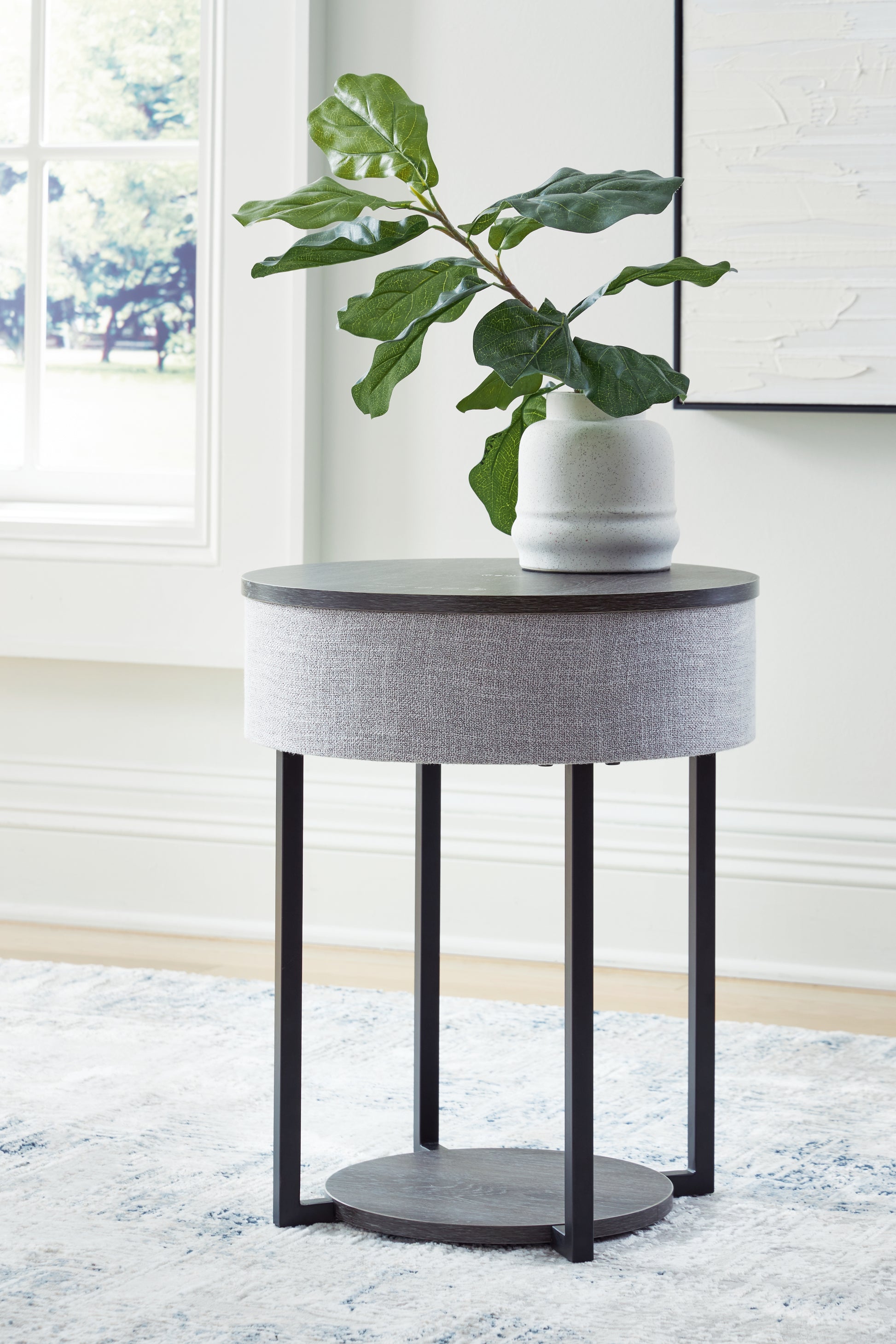 The Furniture Outlets - Ashley Furniture - Sethlen Accent Table with Speaker - Accent Table with Speaker / Gray/Black - A4000641