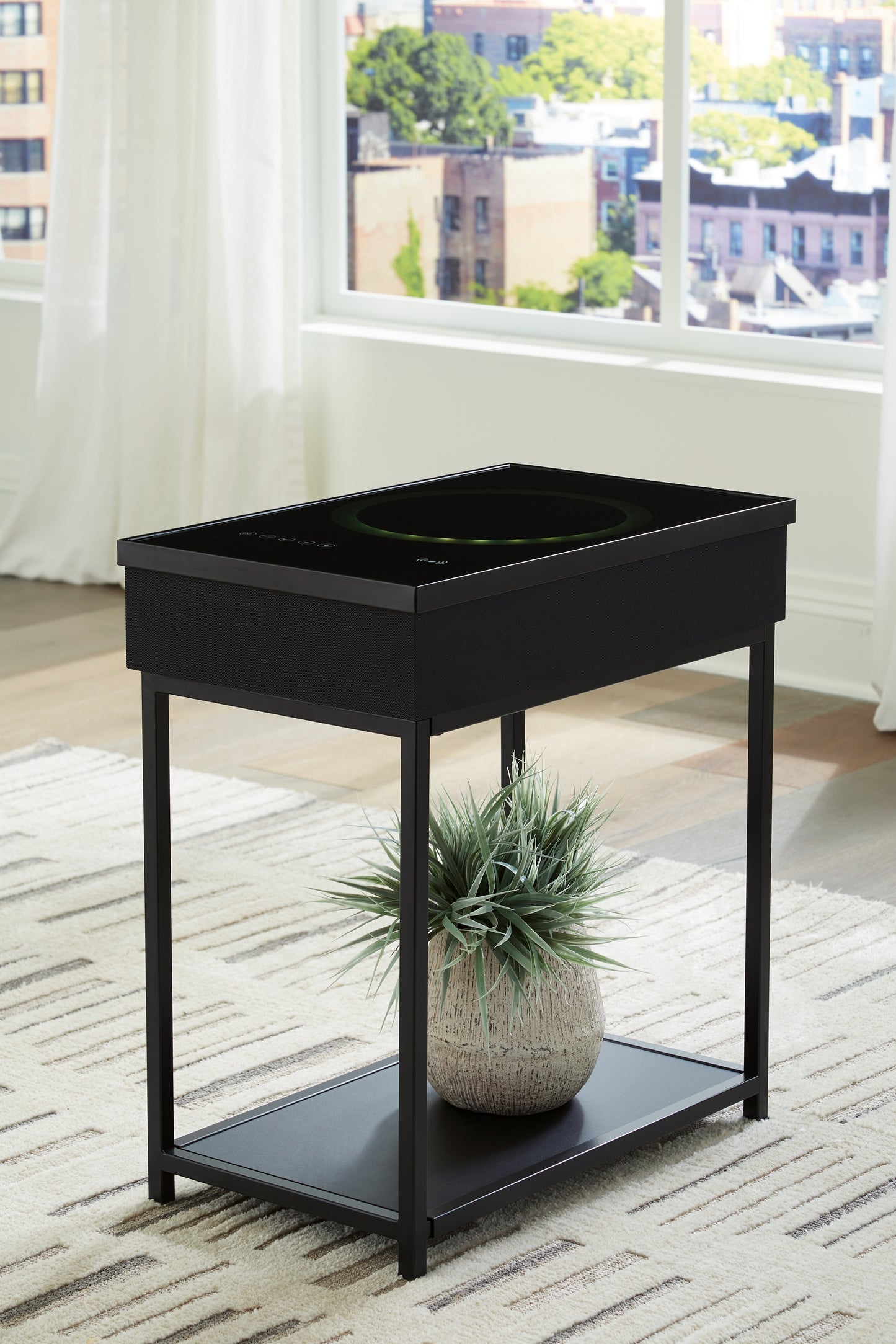 The Furniture Outlets - Ashley Furniture - Gemmet Accent Table with Speaker - Accent Table with Speaker / Black - A4000643