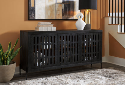 The Furniture Outlets - Ashley Furniture - Vallisburg Accent Cabinet - Accent Cabinet / Black/Natural - A4000644