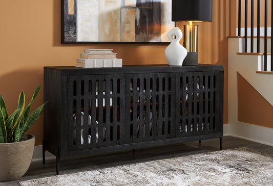 The Furniture Outlets - Ashley Furniture - Vallisburg Accent Cabinet - Accent Cabinet / Black/Natural - A4000644