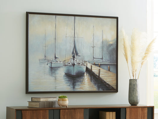 The Furniture Outlets - Ashley Furniture - Worthney Wall Decor - Wall Art / Blue/White/Brown - A8000457