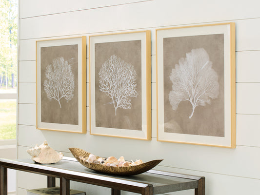 The Furniture Outlets - Ashley Furniture - Hendridge Wall Decor - Wall Art Set (3/CN) / Taupe/White - A8000486