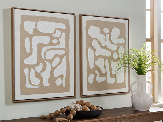 The Furniture Outlets - Ashley Furniture - Waldett Wall Decor - Wall Art Set (Set of 2) / Beige/White - A8000503