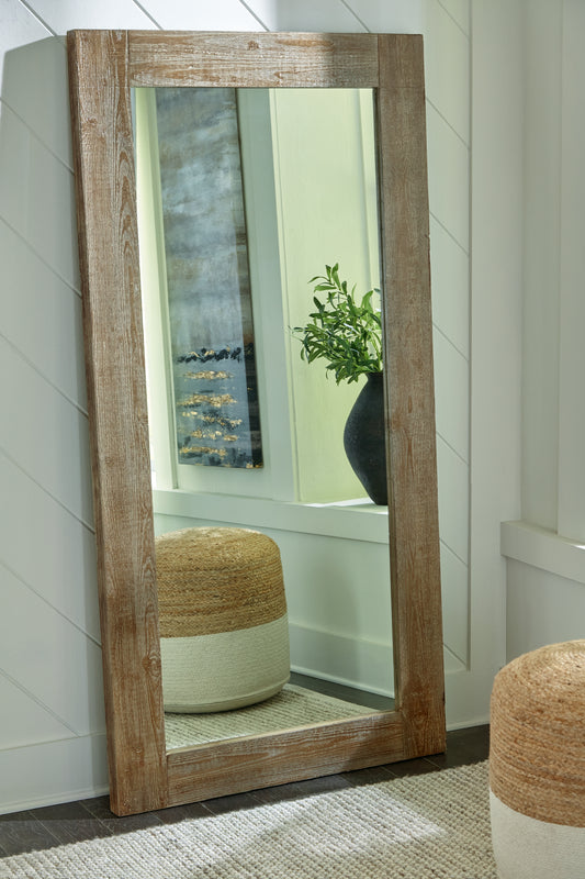 The Furniture Outlets - Ashley Furniture - Waltleigh Mirror - Floor Mirror / Distressed Brown - A8010278