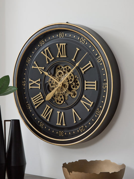 The Furniture Outlets - Ashley Furniture - Dairton Wall Decor - Wall Clock / Black/Gold Finish - A8010385