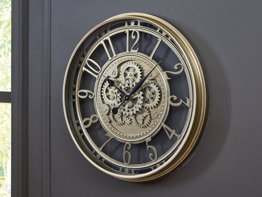 The Furniture Outlets - Ashley Furniture - Gilover Wall Decor - Wall Clock / Champagne Finish - A8010386
