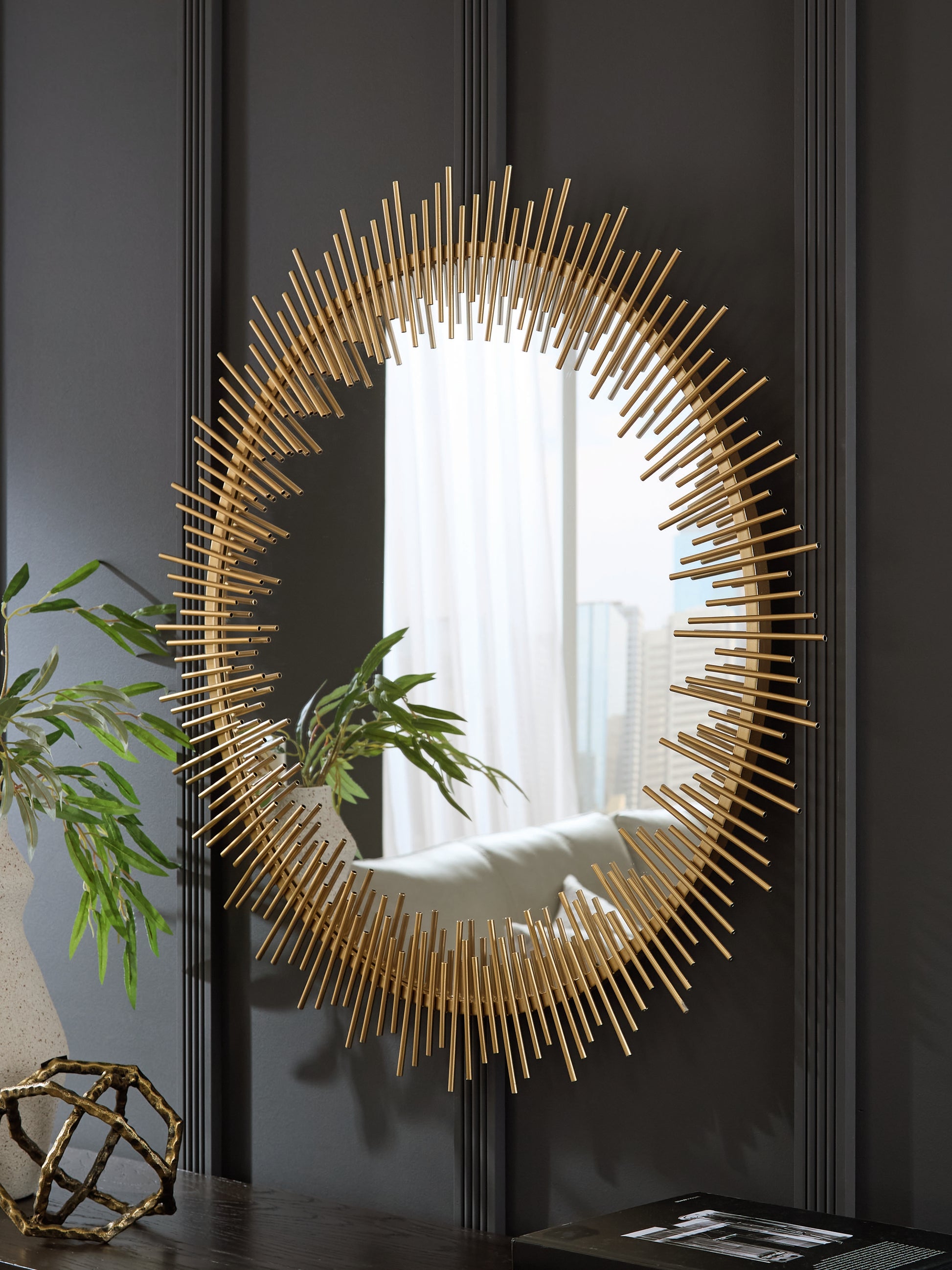 The Furniture Outlets - Ashley Furniture - Wainport Mirror - Accent Mirror / Gold Finish - A8010405