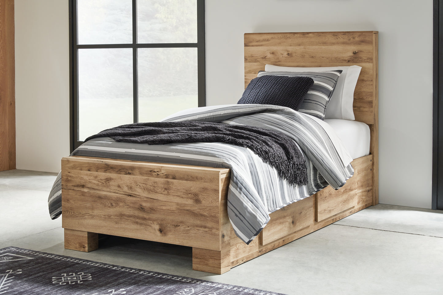 The Furniture Outlets - Ashley Furniture - Hyanna Bedroom - Twin Panel Bed with 2 Side Storage / Tan Brown - B1050B28