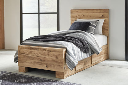 The Furniture Outlets - Ashley Furniture - Hyanna Bedroom - Twin Panel Bed with 2 Side Storage / Tan Brown - B1050B28