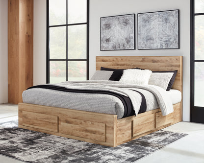 The Furniture Outlets - Ashley Furniture - Hyanna Bedroom - Queen Panel Storage Bed with 2 Under Bed Storage Drawers / Tan Brown - B1050B8