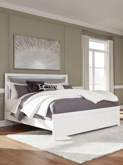 The Furniture Outlets - Ashley Furniture - Maeling Bedroom - King Upholstered Panel Bed / White - PCB1119B4