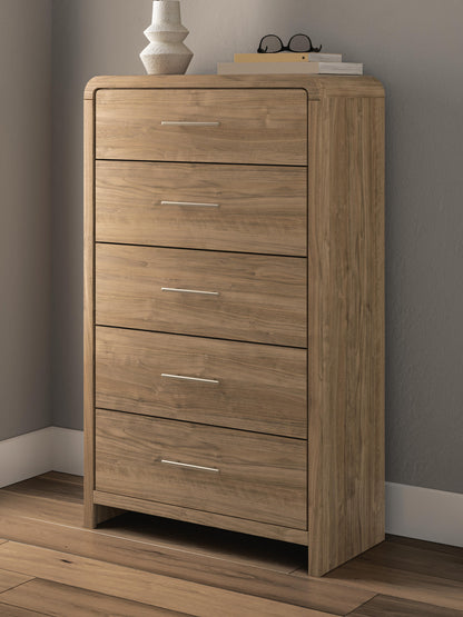 The Furniture Outlets - Ashley Furniture - Gramburg Bedroom - Five Drawer Chest / Warm Natural Brown - PCB1121-46