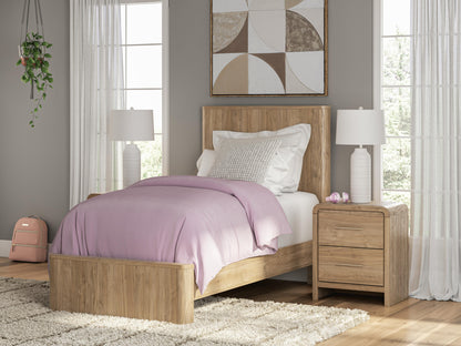 The Furniture Outlets - Ashley Furniture - Gramburg Bedroom - Twin Panel Platform Bed / Warm Natural Brown - PCB1121B8