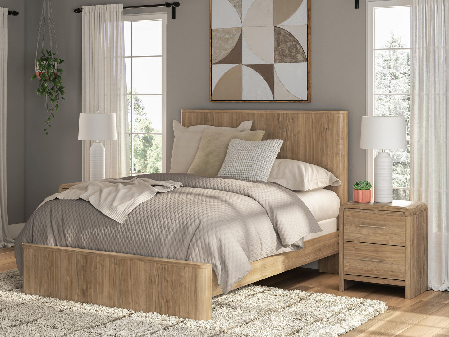 The Furniture Outlets - Ashley Furniture - Gramburg Bedroom - Queen Panel Bed / Warm Natural Brown - PCB1121B4