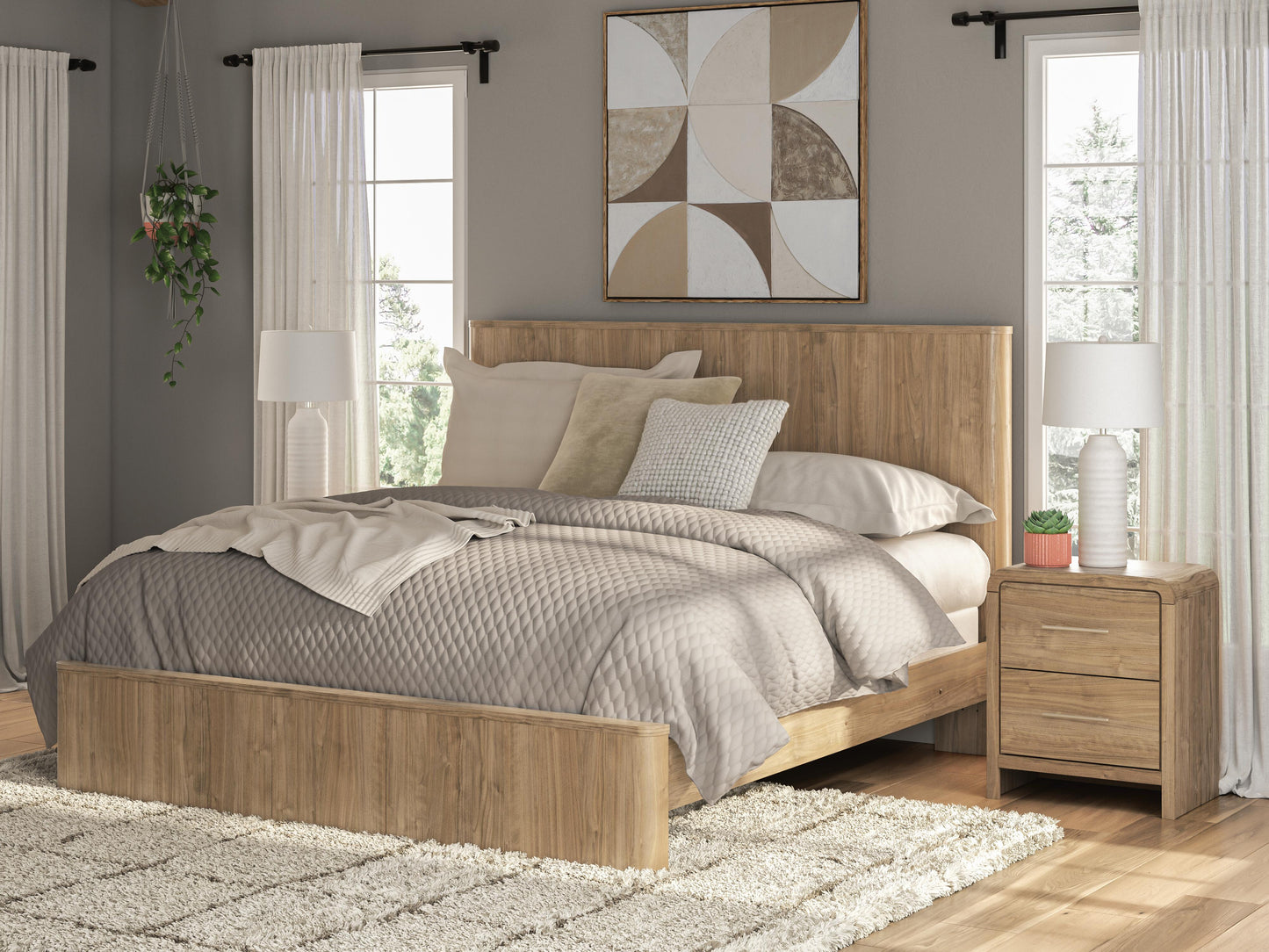 The Furniture Outlets - Ashley Furniture - Gramburg Bedroom - King Panel Bed / Warm Natural Brown - PCB1121B16