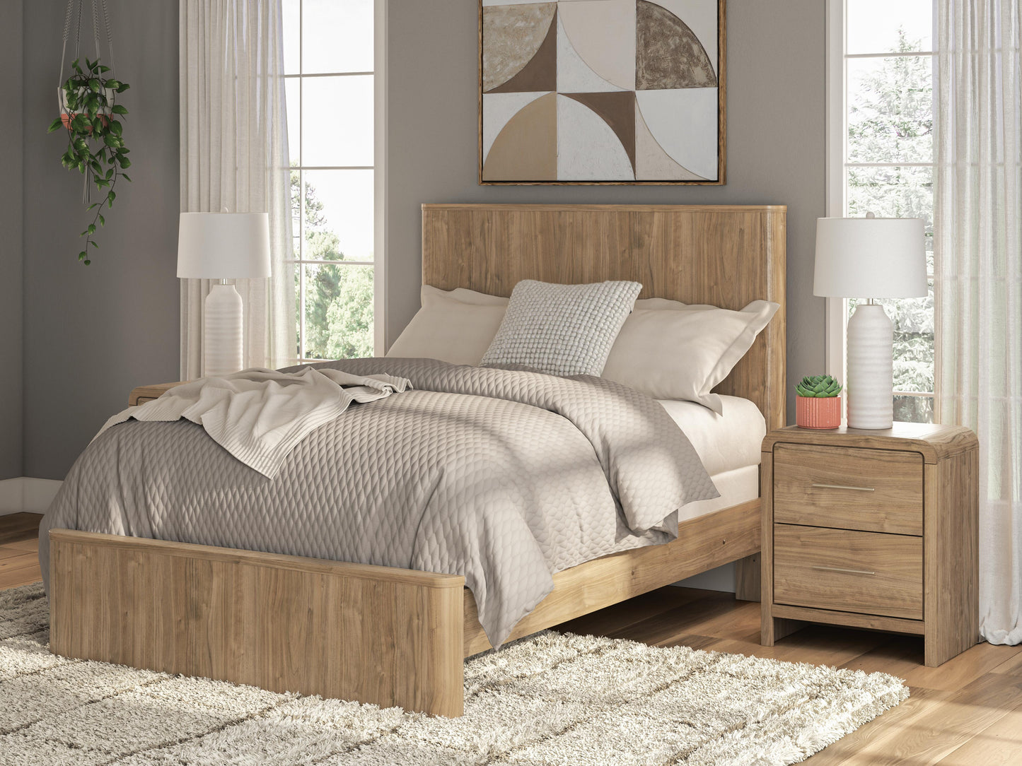 The Furniture Outlets - Ashley Furniture - Gramburg Bedroom - Full Panel Bed / Warm Natural Brown - PCB1121B3