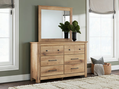The Furniture Outlets - Ashley Furniture - Makidern Bedroom - Dresser and Mirror / Tan - PCB1170B1