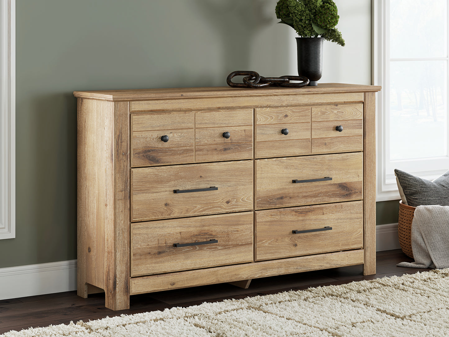 The Furniture Outlets - Ashley Furniture - Makidern Bedroom - Six Drawer Dresser / Tan - PCB1170-31