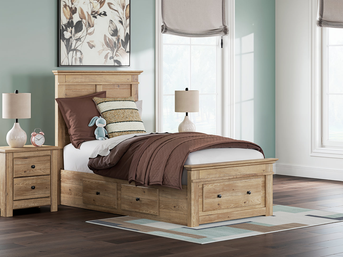 The Furniture Outlets - Ashley Furniture - Makidern Bedroom - Twin Panel Storage Bed / Tan - PCB1170B38