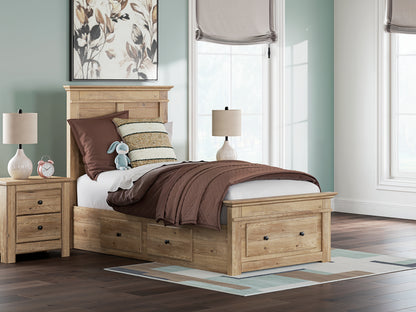 The Furniture Outlets - Ashley Furniture - Makidern Bedroom - Twin Panel Storage Bed / Tan - PCB1170B38