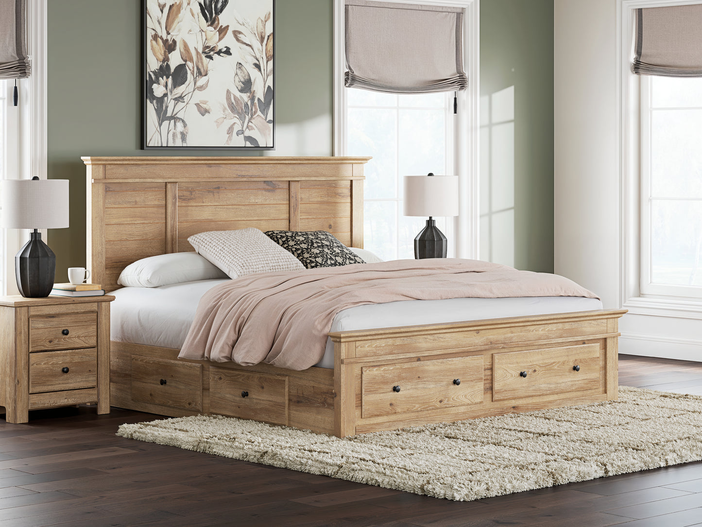 The Furniture Outlets - Ashley Furniture - Makidern Bedroom - King Panel Storage Bed / Tan - PCB1170B16